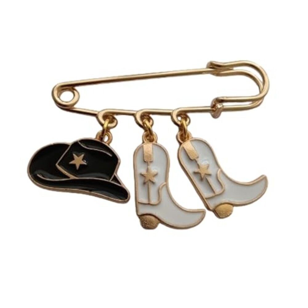 Cute Cowboy‎ Hat and Boot Charm Pendant Brooch
